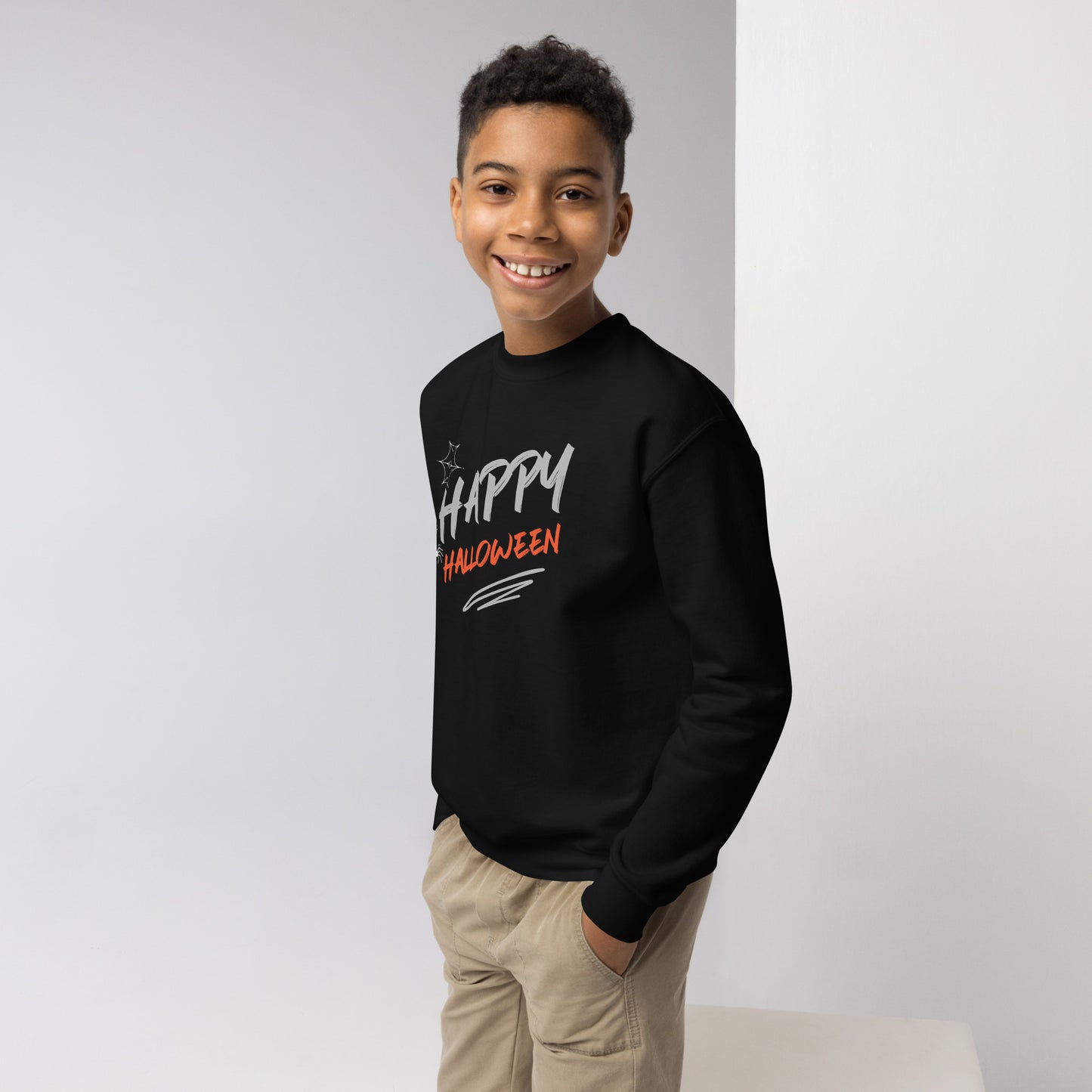 Youth Premium Crewneck Sweatshirt Guapo Originals - Side Detail View Cotton Polyester Blend Quality