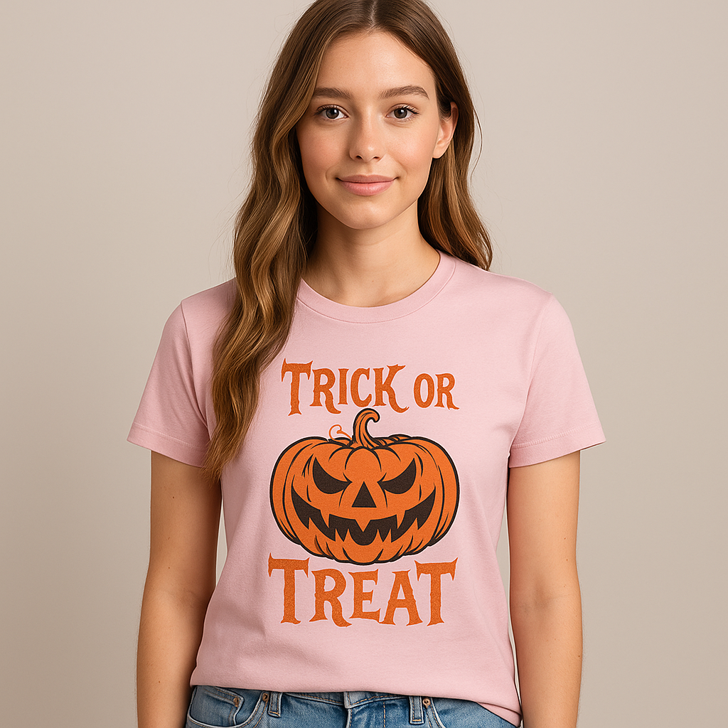 Halloween Pink T-Shirt Teenage Model Mockup
