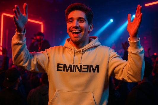 Eminem Hip-Hop Hoodie Y2K Harajuku - Male Model Front View Cotton Blend Streetwear Merchandise

