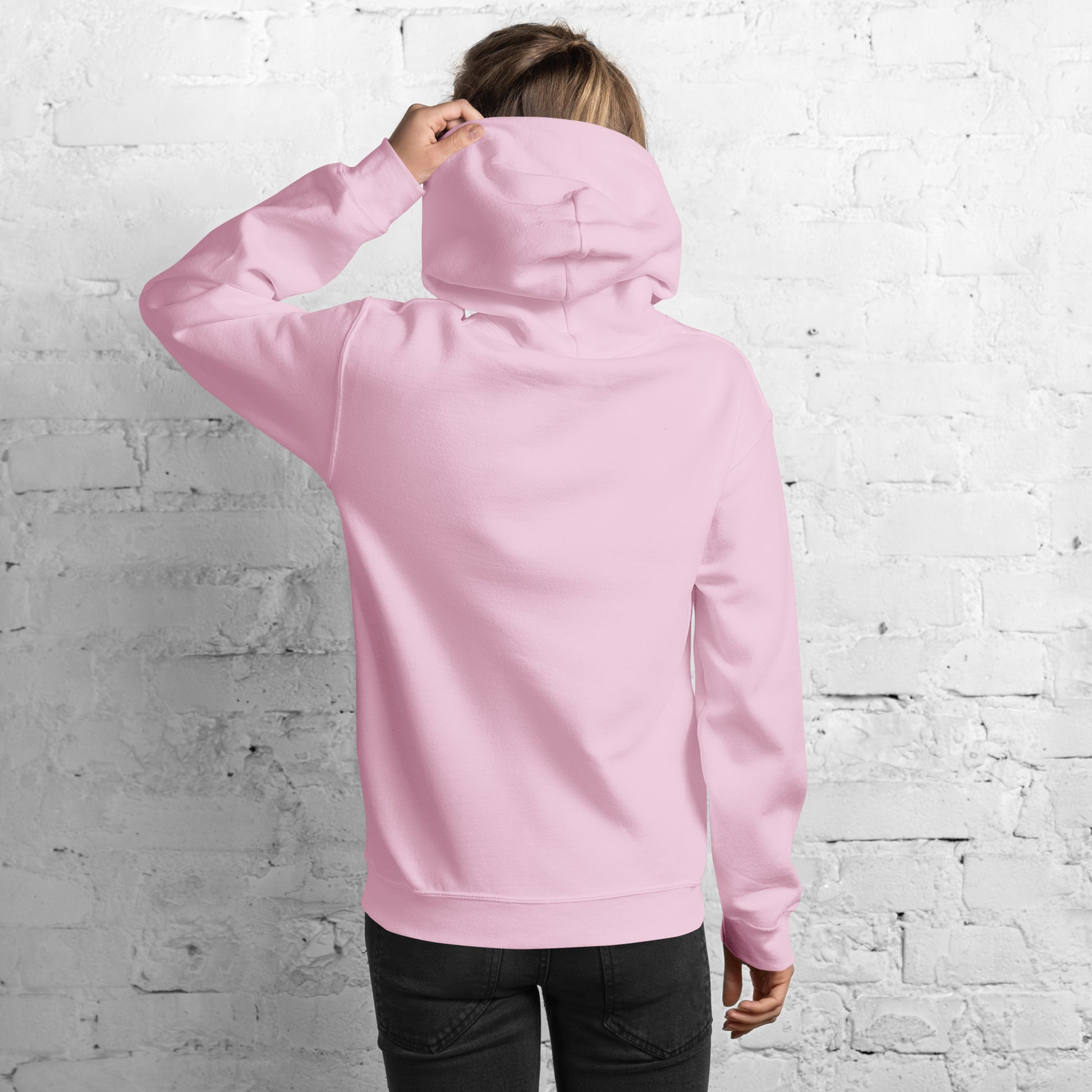 Guapo Originals Flower Power Premium Hoodie Light Pink -  Back View Botanical Print Designer Unisex Streetwear