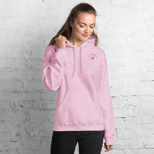 Guapo Originals Flower Power Premium Hoodie Light Pink - Front View Botanical Print Designer Unisex Streetwear