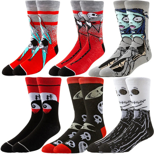 Halloween Cartoon Socks Spooky Characters One Size Fits All - Affordable Halloween Accessories Design
