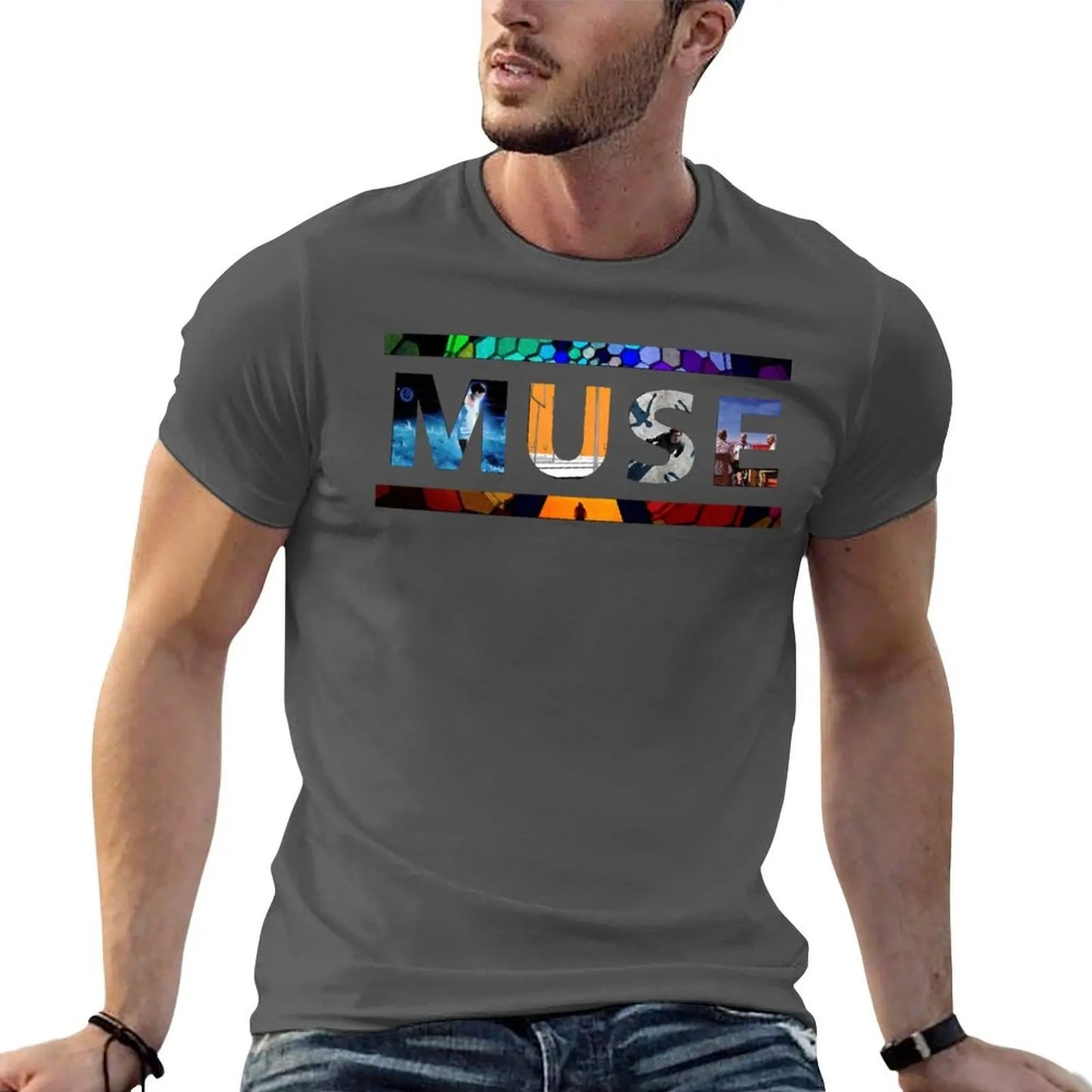 Muse Band T-Shirt Gray - Front View 100% Cotton Progressive Rock Band Merchandise
