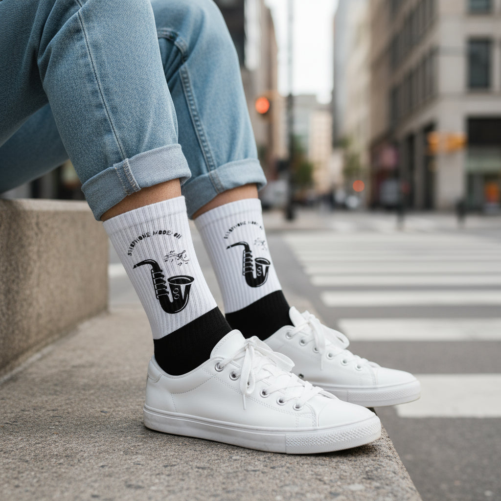 Premium Designer Socks Guapo Originals lifestyle photo urban sneaker streetwear style - sublimation print exclusive design unisex socks fashion accessories premium comfort Guapo Originals Designer Collection €14.95 Spain
