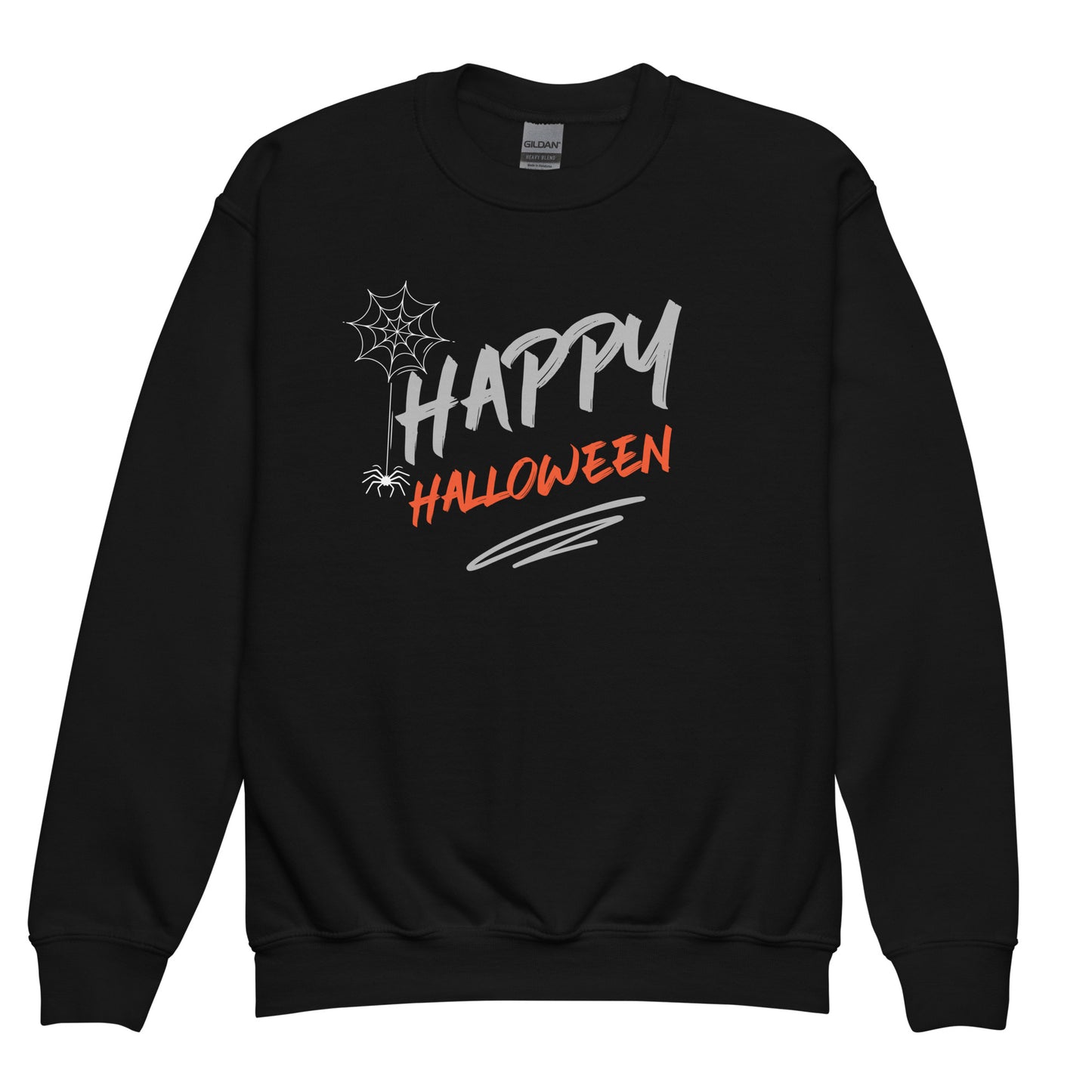 Youth Premium Crewneck Halloween Sweatshirt Guapo Originals - Black Front View Premium Youth Construction Details
