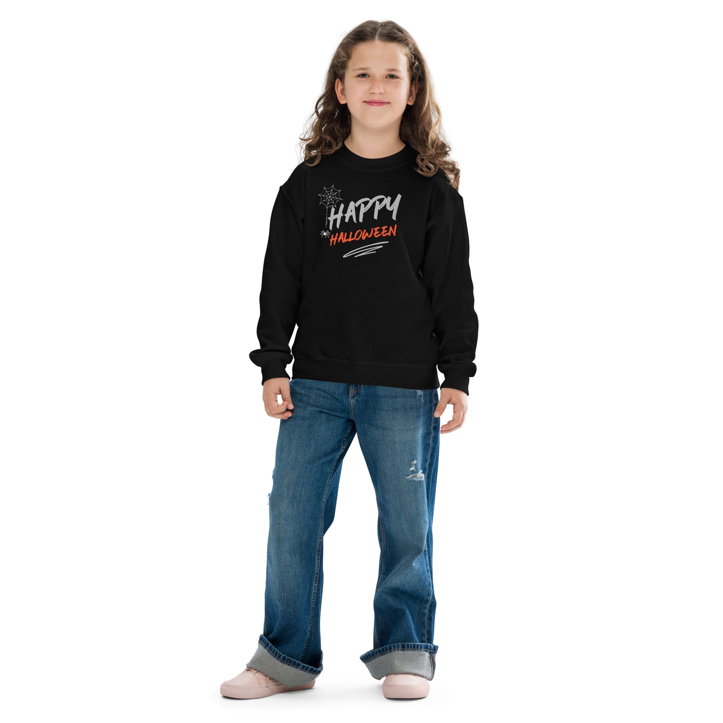 Youth Premium Crewneck Sweatshirt Guapo Originals - Lifestyle View Young Person Wearing Designer Collection
