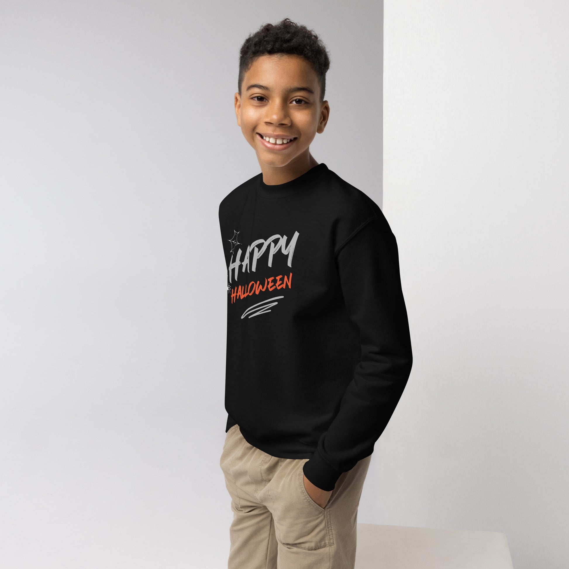Youth Premium Crewneck Sweatshirt Guapo Originals - Side Detail View Cotton Polyester Blend Quality
