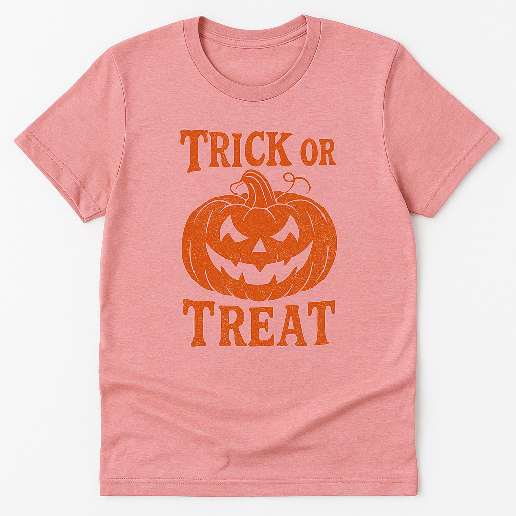 Halloween Trick or Treat T-Shirt - Pink Exact Replica