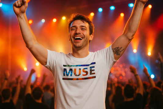 Muse 100% Cotton T-Shirt - Brown Hair Man Concert Lifestyle